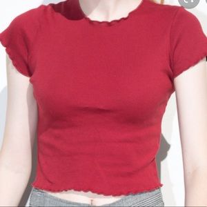 Brandy Melville Red Ruffle Crop Top